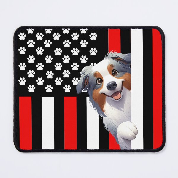 Item preview, Australian Shepherd Peeking Behind The US Flag designed and sold by TheAnimalZ00.