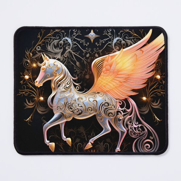 Artikelvorschau, verzierter goldener filigraner Pegasus entworfen und verkauft von dcrc.