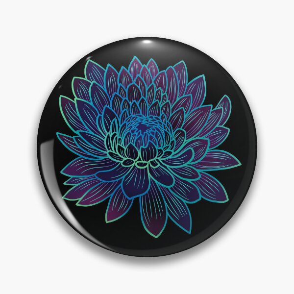 Item preview, Crisantemo colorido o dibujo de flores de mamá: azul claro y verde descoloridos con pétalos de color púrpura oscuro. designed and sold by DaveDanchuk.