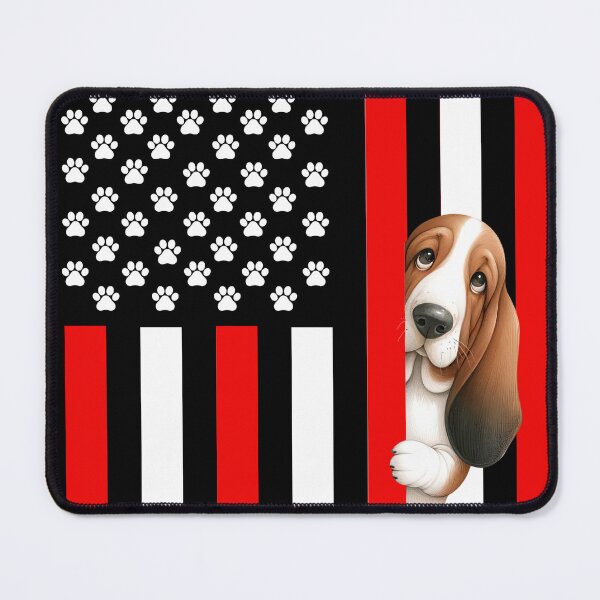 Item preview, Basset Hound Peeking Behind The US Flag designed and sold by TheAnimalZ00.