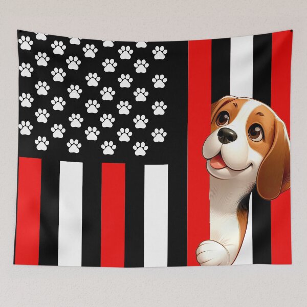 Item preview, Beagle Peeking Behind The US Flag designed and sold by TheAnimalZ00.