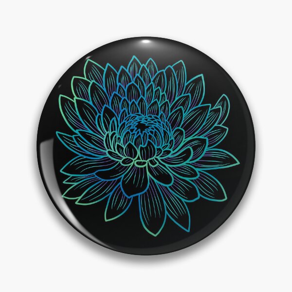 Aperçu de l'œuvre Dessin coloré de chrysanthème ou de fleur de maman - bleu et vert délavés avec des pétales sombres créée et vendue par DaveDanchuk.