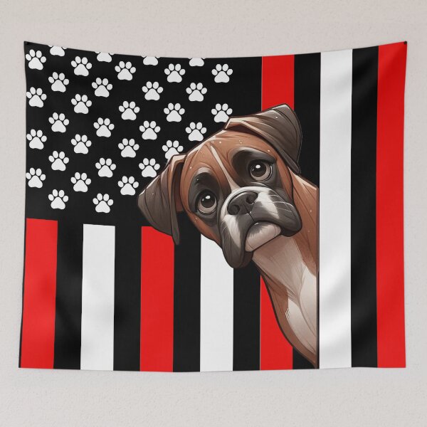 Artikelvorschau, Boxer späht hinter die amerikanische Flagge entworfen und verkauft von TheAnimalZ00.