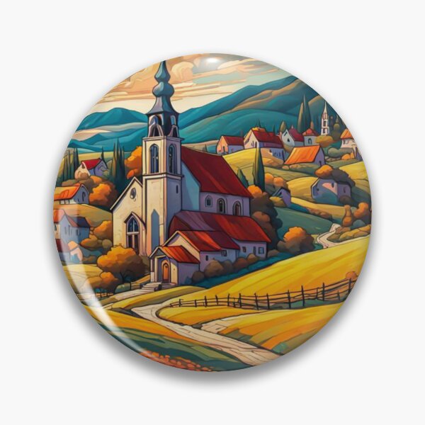 Item preview, Abstract Surrealism Painting Of A Beautiful Colorful Country Village With Mountains View, Gorgeous Sky, Footpath and Flowers Garden  in the Hill designed and sold by MyArt23.