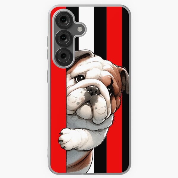 Aperçu de l'œuvre Bouledogue anglais jetant un coup d'oeil derrière le drapeau américain créée et vendue par TheAnimalZ00.