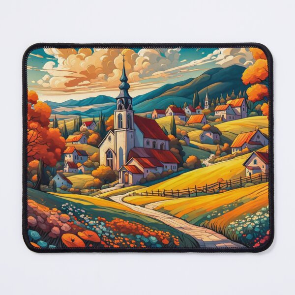 Item preview, Abstract Surrealism Painting Of A Beautiful Colorful Country Village With Mountains View, Gorgeous Sky, Footpath and Flowers Garden  in the Hill designed and sold by MyArt23.