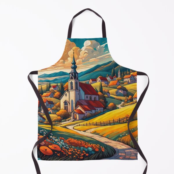 Item preview, Abstract Surrealism Painting Of A Beautiful Colorful Country Village With Mountains View, Gorgeous Sky, Footpath and Flowers Garden  in the Hill designed and sold by MyArt23.