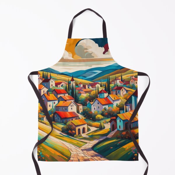 Item preview, Abstract Surrealism Painting Of A Beautiful Colorful Country Village With Mountains View, Gorgeous Sky, Footpath and Flowers Garden in the Hill designed and sold by MyArt23.