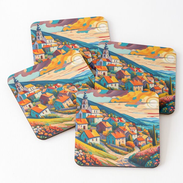 Item preview, Abstract Surrealism Painting Of A Beautiful Colorful Country Village With Mountains View, Gorgeous Sky, Footpath and Flowers Garden in the Hill designed and sold by MyArt23.