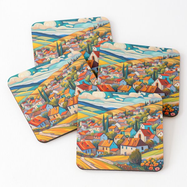 Item preview, Abstract Surrealism Painting Of A Beautiful Colorful Country Village With Mountains View, Gorgeous Sky, Footpath and Flowers Garden in the Hill designed and sold by MyArt23.