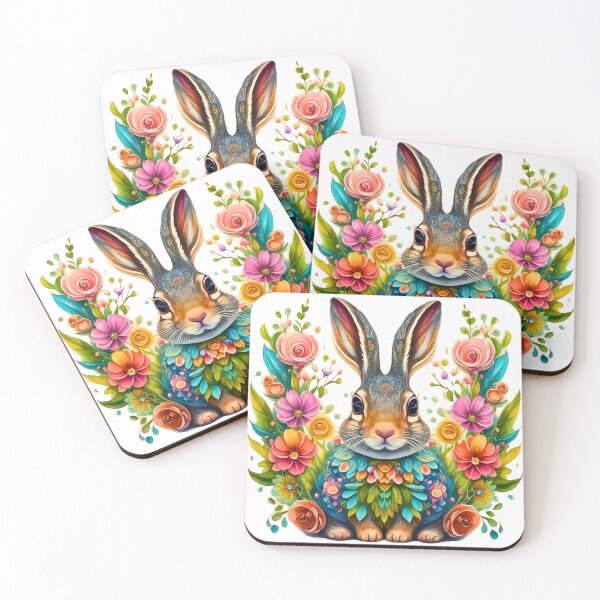 Item preview, Floral Folk Art Easter Rabbit  designed and sold by RachelRebel.
