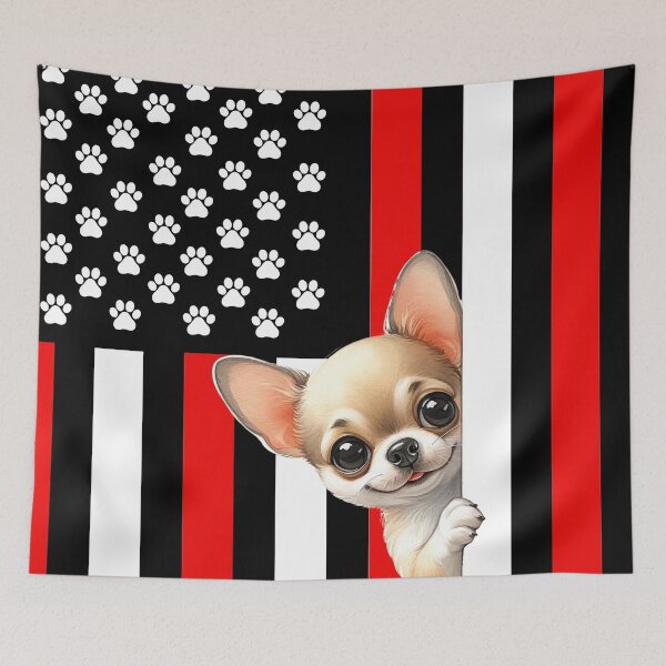 Item preview, Chihuahua Peeking Behind The American Flag designed and sold by TheAnimalZ00.