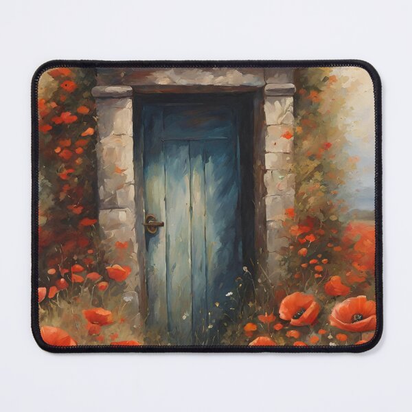 Item preview, Old door in a field of poppies painting designed and sold by Neeshki.