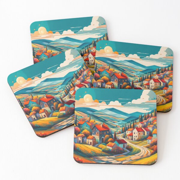 Item preview, Abstract Surrealism Painting Of A Beautiful Colorful Country Village With Mountains View, Gorgeous Sky, Footpath and Flowers Garden in the Hill designed and sold by MyArt23.