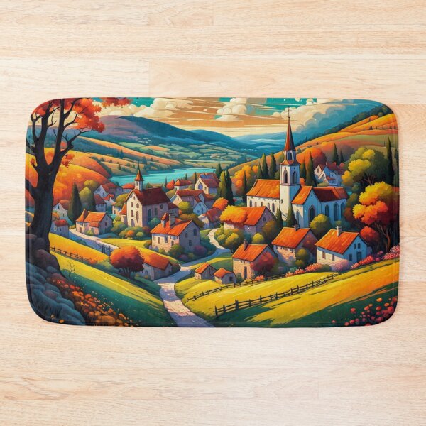 Item preview, Abstract Surrealism Painting Of A Beautiful Colorful Country Village With Mountains View, Gorgeous Sky, Footpath and Flowers Garden in the Hill designed and sold by MyArt23.