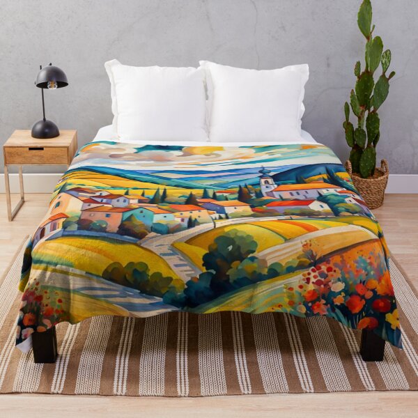 Item preview, Abstract Surrealism Painting Of A Beautiful Colorful Country Village With Mountains View, Gorgeous Sky, Footpath and Flowers Garden in the Hill designed and sold by MyArt23.