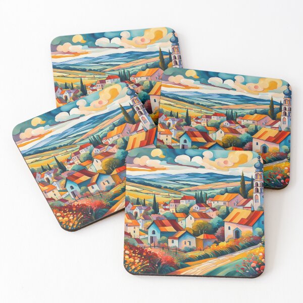 Item preview, Abstract Surrealism Painting Of A Beautiful Colorful Country Village With Mountains View, Gorgeous Sky, Footpath and Flowers Garden in the Hill designed and sold by MyArt23.