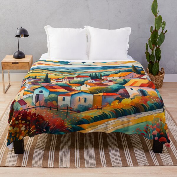 Item preview, Abstract Surrealism Painting Of A Beautiful Colorful Country Village With Mountains View, Gorgeous Sky, Footpath and Flowers Garden in the Hill designed and sold by MyArt23.