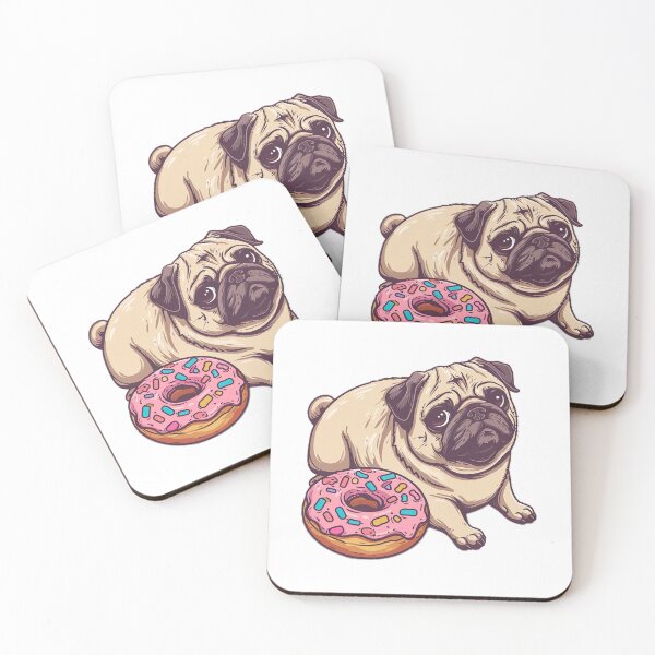 Item preview, Chubby Pug Pink Donut Eater designed and sold by CreativeWorldSt.