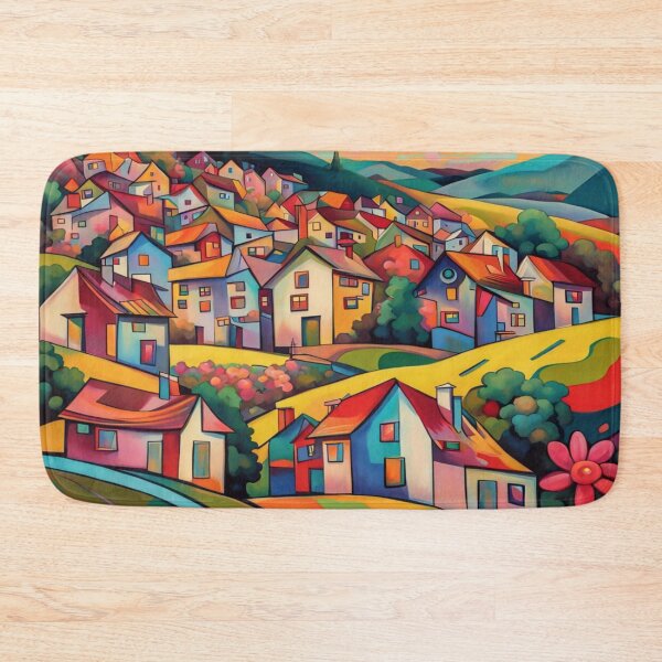 Item preview, Abstract Surrealism Painting Of A Beautiful Colorful Country Village With Mountains View, Gorgeous Sky and Flowers Garden in the Hill designed and sold by MyArt23.