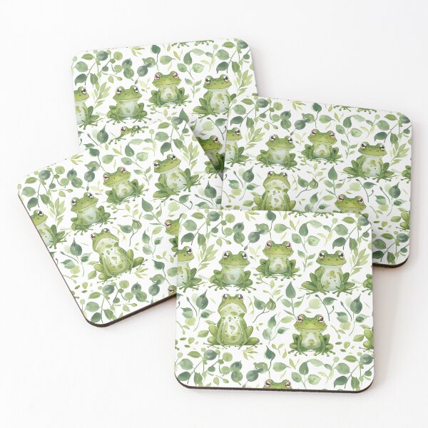 Item preview, Cute Adorable Green Frogs with Leaves  Pattern designed and sold by CGSGraphics.