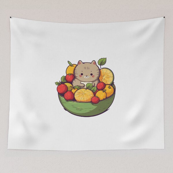 Item preview, Mixed Fruit and Cat Basket designed and sold by omerfdln34.