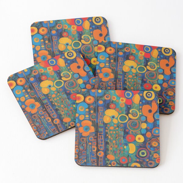 Item preview, Gustav Klimt Red and Blue Abstract Flowers  designed and sold by Vicky Brago-Mitchell®.