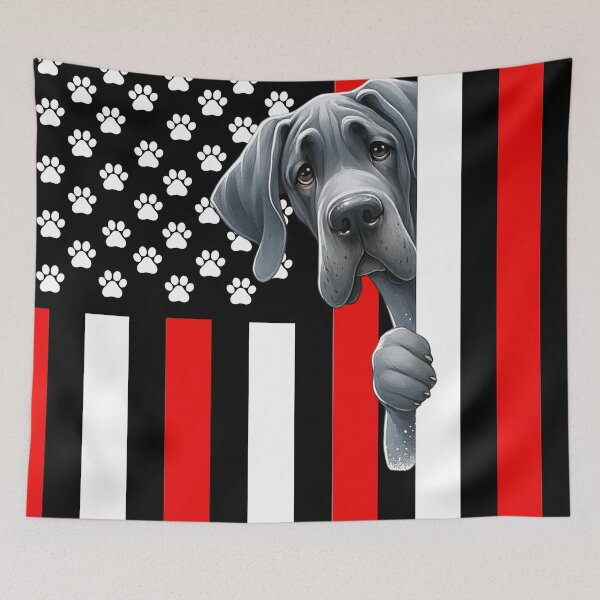 Artikelvorschau, Deutsche Dogge späht hinter die amerikanische Flagge entworfen und verkauft von TheAnimalZ00.