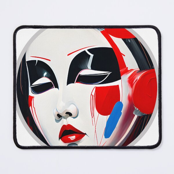 Aperçu de l'œuvre Peinture de masque Oni japonais simple blanc et rouge #01 créée et vendue par Curious Cat.