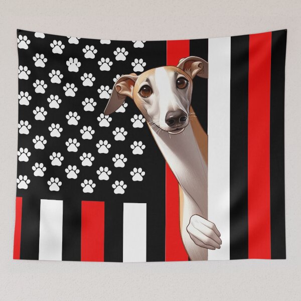 Item preview, Greyhound Peeking Behind The American Flag designed and sold by TheAnimalZ00.