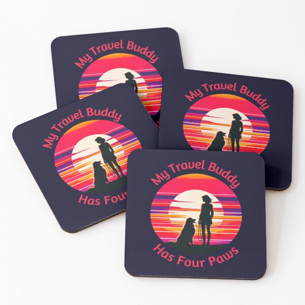 Artikelvorschau, Frau und Hund reisen Freunde Sonnenuntergang Silhouette entworfen und verkauft von NAFDesigns.