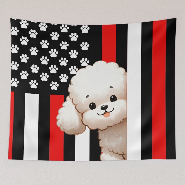 Item preview, Poodle Peeking Behind The American Flag designed and sold by TheAnimalZ00.