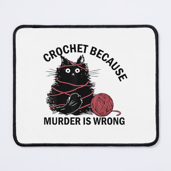 Item preview, Crochet Because Murder is Wrong Funny Vintage Cat designed and sold by CORJIDOG-ART.
