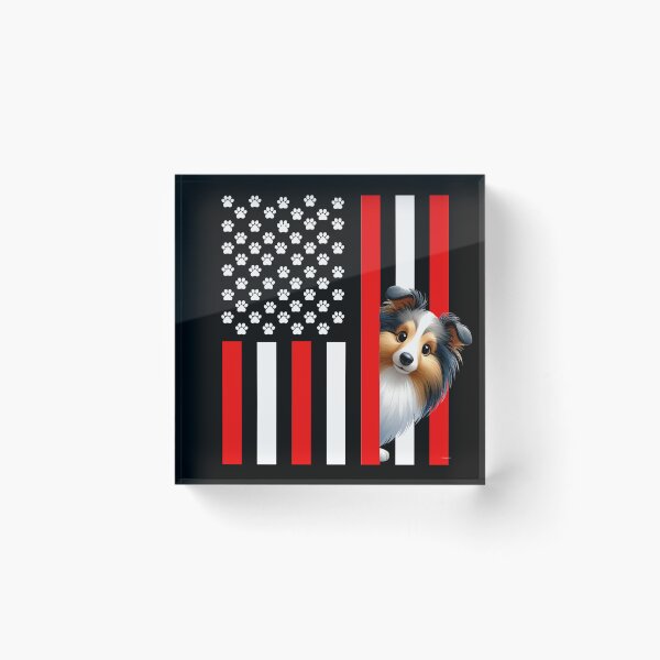 Item preview, Shetland Sheepdog Peeking Behind The American Flag designed and sold by TheAnimalZ00.