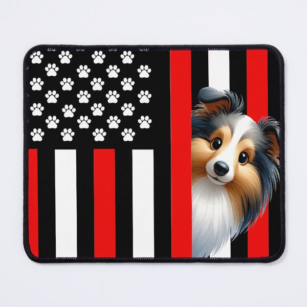Item preview, Shetland Sheepdog Peeking Behind The American Flag designed and sold by TheAnimalZ00.