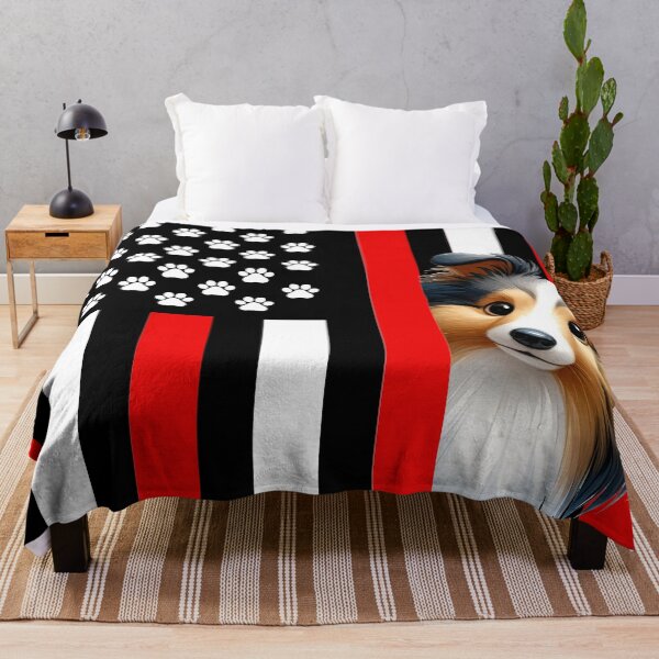 Item preview, Shetland Sheepdog Peeking Behind The American Flag designed and sold by TheAnimalZ00.