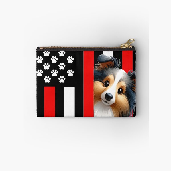 Item preview, Shetland Sheepdog Peeking Behind The American Flag designed and sold by TheAnimalZ00.