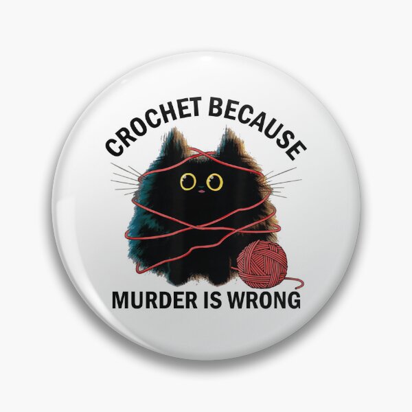 Item preview, Crochet Because Murder is Wrong Funny Vintage Cat designed and sold by CORJIDOG-ART.