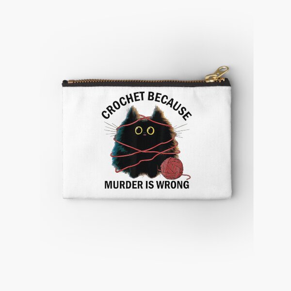 Item preview, Crochet Because Murder is Wrong Funny Vintage Cat designed and sold by CORJIDOG-ART.