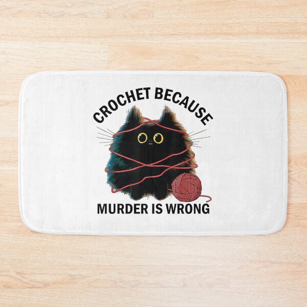 Item preview, Crochet Because Murder is Wrong Funny Vintage Cat designed and sold by CORJIDOG-ART.