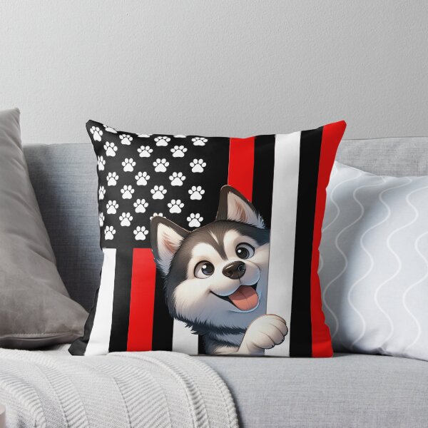 Artikelvorschau, Sibirischer Husky späht hinter die amerikanische Flagge entworfen und verkauft von TheAnimalZ00.