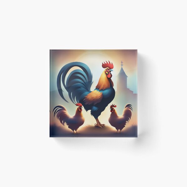 Item preview, a rooster crows in front of his chickens designed and sold by janjacbu.
