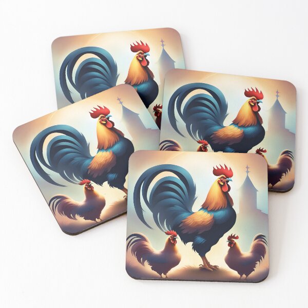 Item preview, a rooster crows in front of his chickens designed and sold by janjacbu.