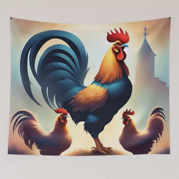 Item preview, a rooster crows in front of his chickens designed and sold by janjacbu.