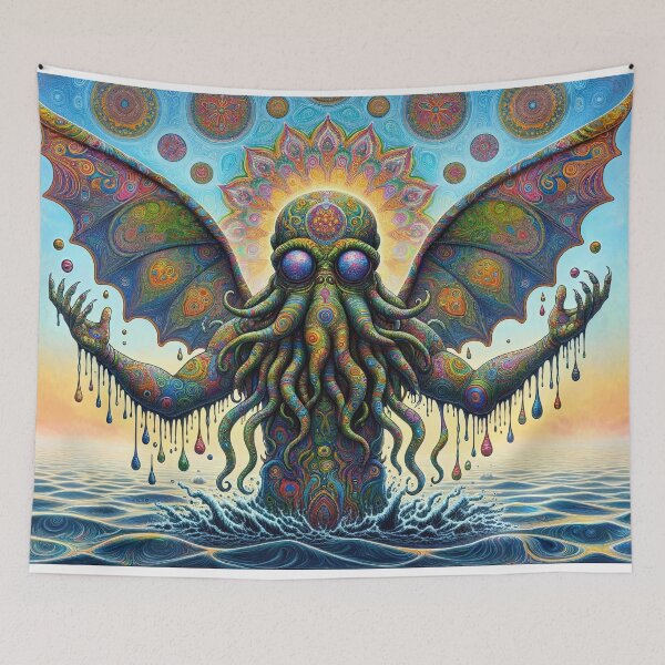 Item preview, Cthuledelic - Psychedelic enlightened Cthulhu designed and sold by Matthew Kinnersly.