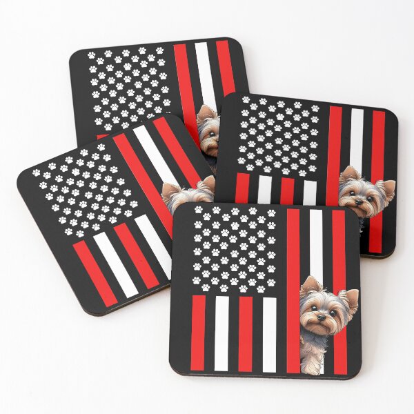 Item preview, Yorkshire Terrier Peeking Behind The American Flag designed and sold by TheAnimalZ00.