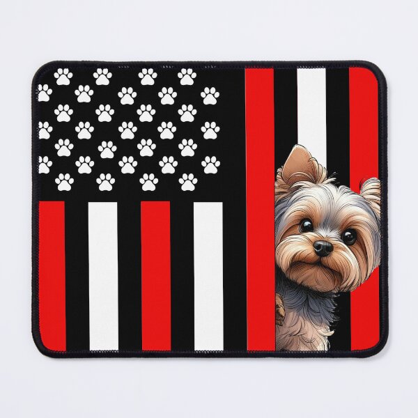 Item preview, Yorkshire Terrier Peeking Behind The American Flag designed and sold by TheAnimalZ00.