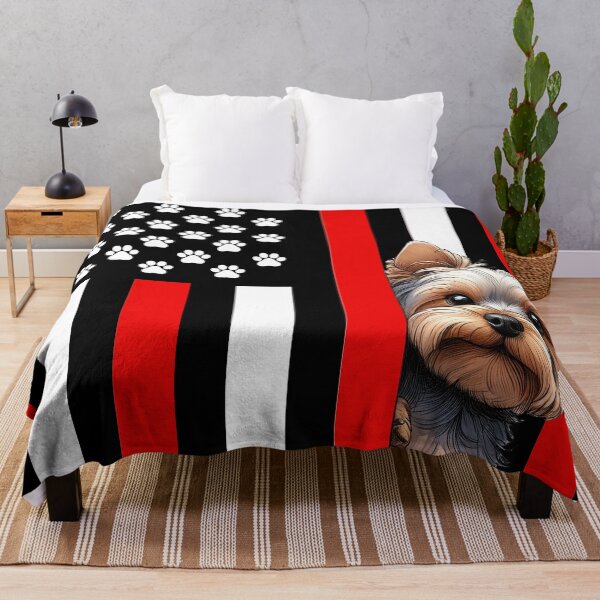 Item preview, Yorkshire Terrier Peeking Behind The American Flag designed and sold by TheAnimalZ00.