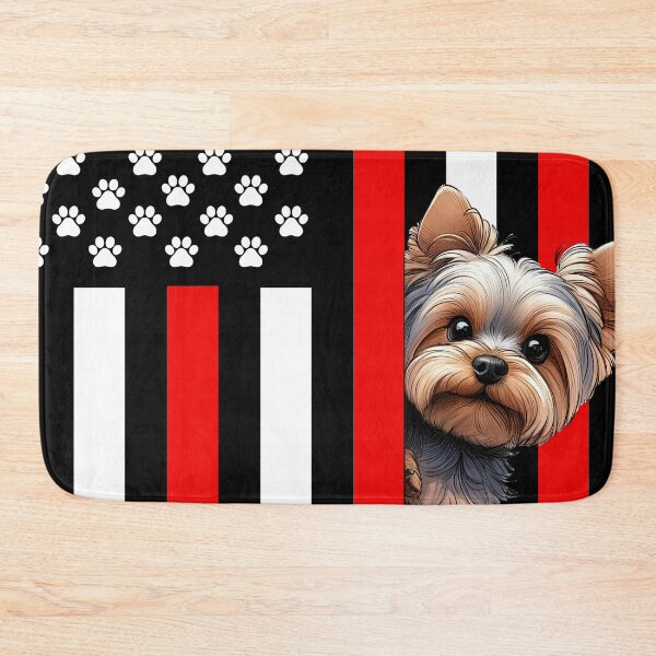 Item preview, Yorkshire Terrier Peeking Behind The American Flag designed and sold by TheAnimalZ00.
