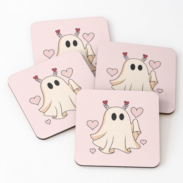 Item preview, Cute Ghost Retro Pink Hearts Valentines Day designed and sold by ArtMeetsPizza.